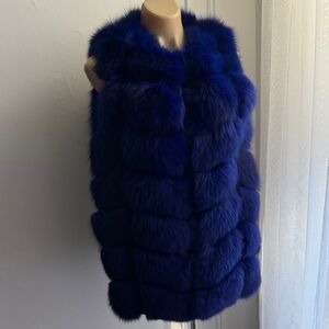 Women's Cobalt Blue Faux Fur Sleeveless Vest - Luxe Outerwear, bright Blue, S-M